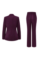 Load image into Gallery viewer, 2 Piece Dark Fuchsia Notched Lapel Women Prom Suits