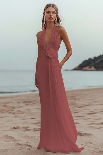 White Chiffon A Line V-Neck Engagement Dress