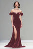 Load image into Gallery viewer, Sparkly Dark Navy Velvet Mermaid Long Holiday Party Dress with Beading