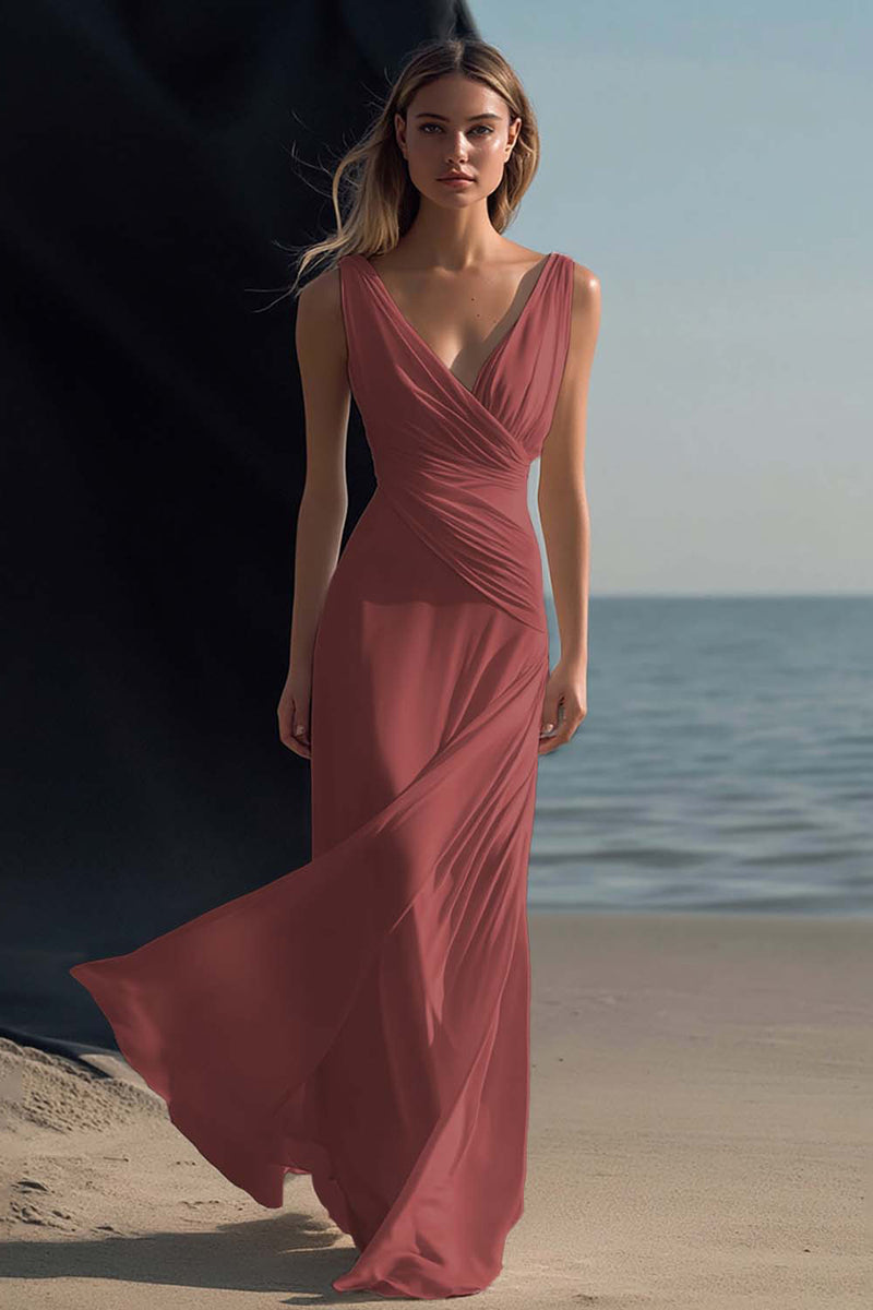 Load image into Gallery viewer, White Sheath V-Neck Chiffon Engagement Dress