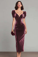 Load image into Gallery viewer, Burgundy Sheath Maxi Velvet Holiday Party Dress