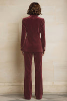 Load image into Gallery viewer, 2 Piece Plum Velvet Peak Lapel Prom Suits with Pockets