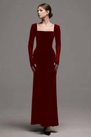 Load image into Gallery viewer, Simple Black Sheath Velvet Long Sleeves Holiday Party Dress