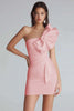 Load image into Gallery viewer, Ivory Satin One Shoulder Tight Short Bachelorette Party Dress with Ruffles