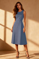 Load image into Gallery viewer, Simple Black Round Neck Satin Bodycon Midi Cocktail Dress