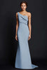 Load image into Gallery viewer, Elegant Khaki Ruched One Shouder Satin Long Formal Dress