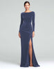 Load image into Gallery viewer, Burgundy Boat Neck Ruched Velvet Long Sleeves Holiday Party Dress