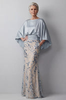 Load image into Gallery viewer, Champagne Floral Mermaid Sparkly Beaded Long Mother of the Bride Dress with Pockets