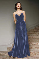 Load image into Gallery viewer, Burgundy Velvet A Line Sweetheart Long Formal Dress