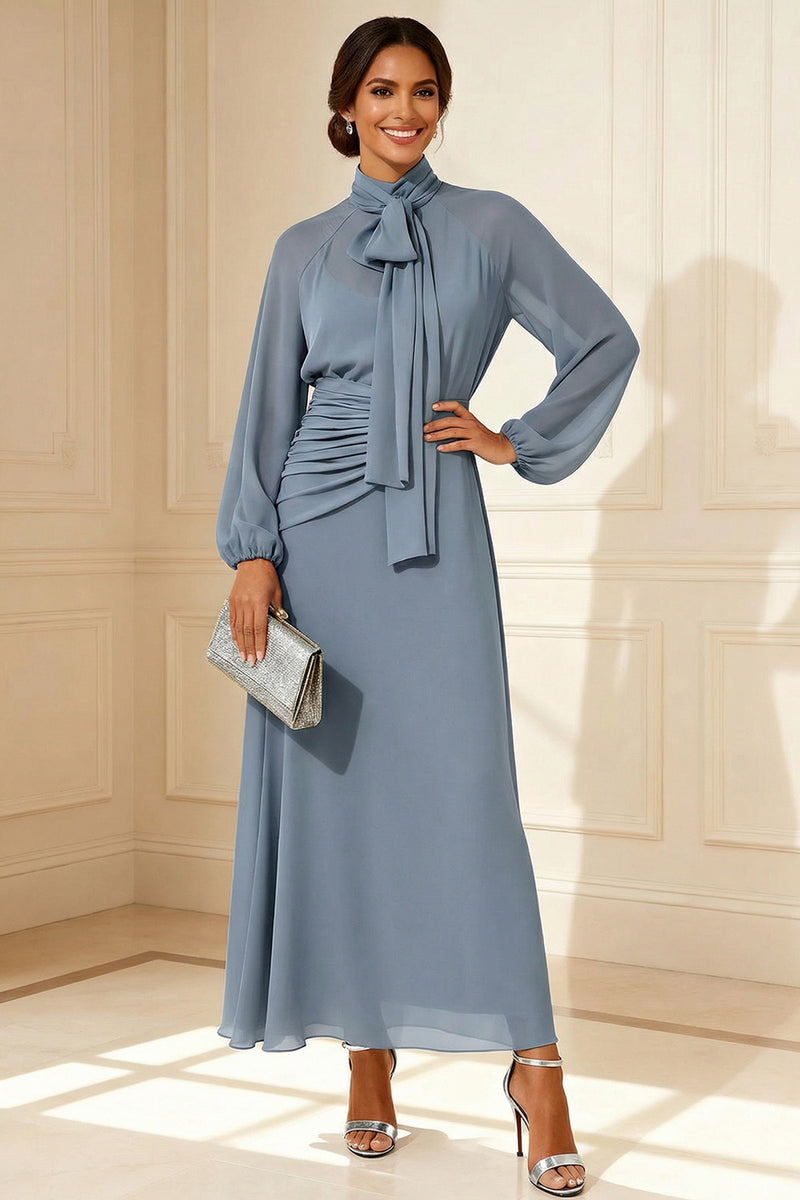 Load image into Gallery viewer, Sage Green High Neck A Line Chiffon Long Mother of the Bride Dress