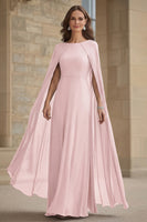 Load image into Gallery viewer, Navy Scoop Neck Chiffon Mother of the Bride Dress with Cape