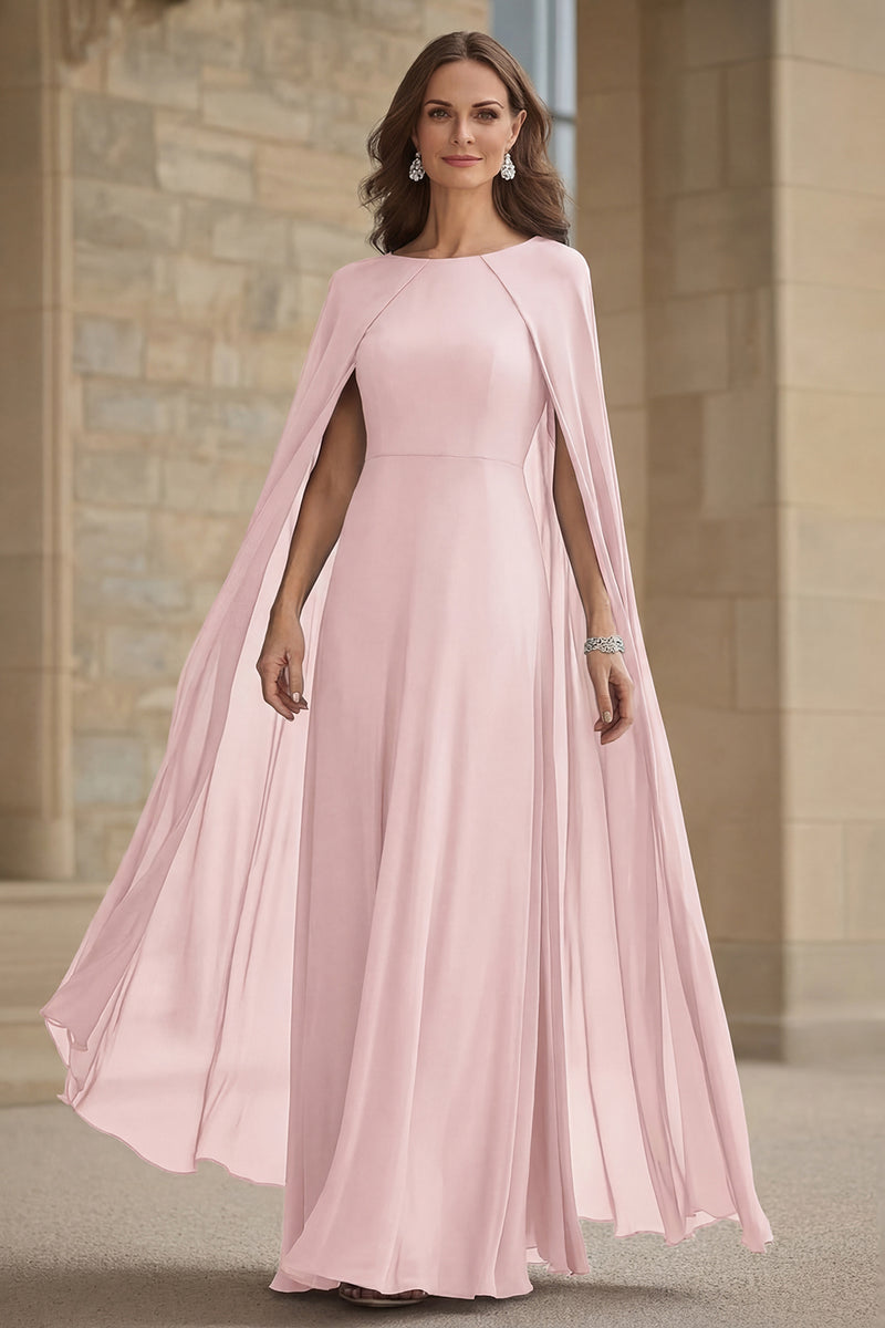 Load image into Gallery viewer, Navy Scoop Neck Chiffon Mother of the Bride Dress with Cape
