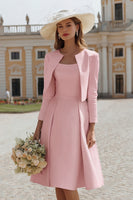 Load image into Gallery viewer, 2 Piece Ivory Boat Neck Satin Midi Wedding Dress with Jacket