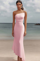 Load image into Gallery viewer, White Chiffon Sheath One Shoulder Engagement Dress