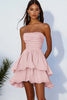 Load image into Gallery viewer, Red Ruched Chiffon Short Party Dress with Ruffles