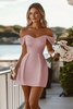 Load image into Gallery viewer, Simple White Satin Bodycon Mini Bridal Shower Dress