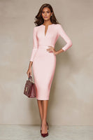 Load image into Gallery viewer, Pencil Ivory V Neck Midi Work Dress with Slit