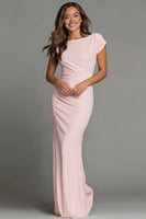 Load image into Gallery viewer, Mermaid Navy Boat Neck Long Formal Dress with Sleeves