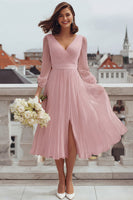 Load image into Gallery viewer, Ivory V-Neck A Line Midi Engagement Dress with Slit