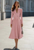 Load image into Gallery viewer, Sky Blue Satin Shawl Lapel A Line Midi Blazer Dress with Sleeves