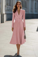 Load image into Gallery viewer, Sky Blue Satin Shawl Lapel A Line Midi Blazer Dress with Sleeves