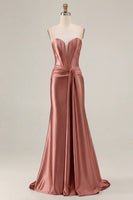 Load image into Gallery viewer, Dark Green Strapless Mermaid Long Corset Prom Dress