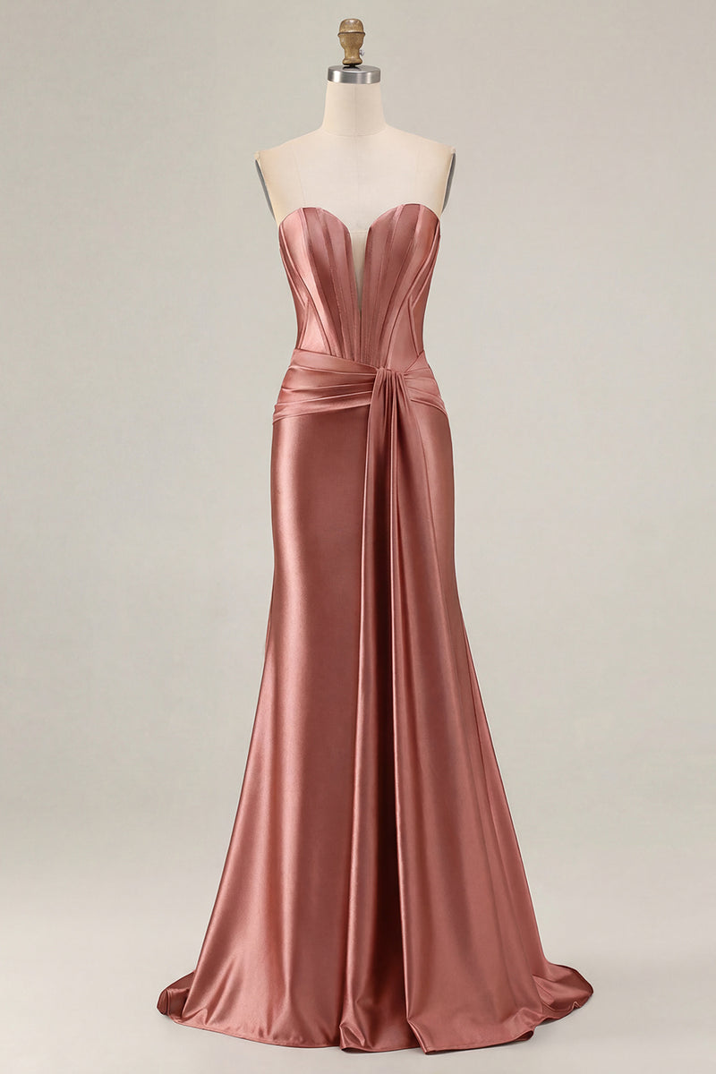 Load image into Gallery viewer, Dark Green Strapless Mermaid Long Corset Prom Dress