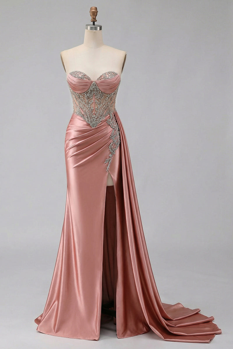 Load image into Gallery viewer, Sparkly Plus Size Mermaid Mint Green Maxi Corset Prom Dress with Slit