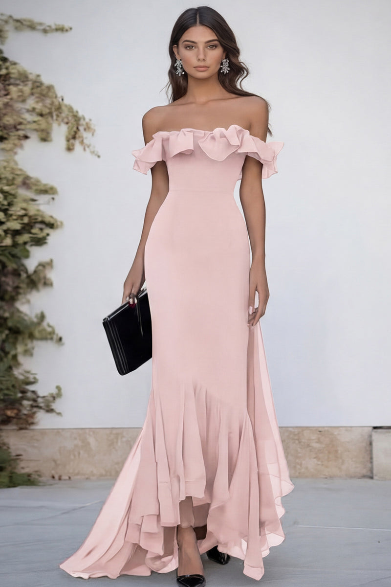 Load image into Gallery viewer, Black Mermaid Chiffon Maxi Formal Dress with Ruffles