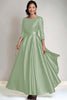 Load image into Gallery viewer, Sparkly Dark Green Scoop Satin Mother of the Bride Dress