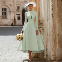 Load image into Gallery viewer, Vintage Ivory High Neck Keyhole A Line Long Wedding Dress with Sleeves