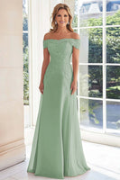 Load image into Gallery viewer, Off The Shoulder Elegant Taupe Sheath Mother of the Bride Dress with Lace