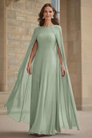 Load image into Gallery viewer, Navy Scoop Neck Chiffon Mother of the Bride Dress with Cape