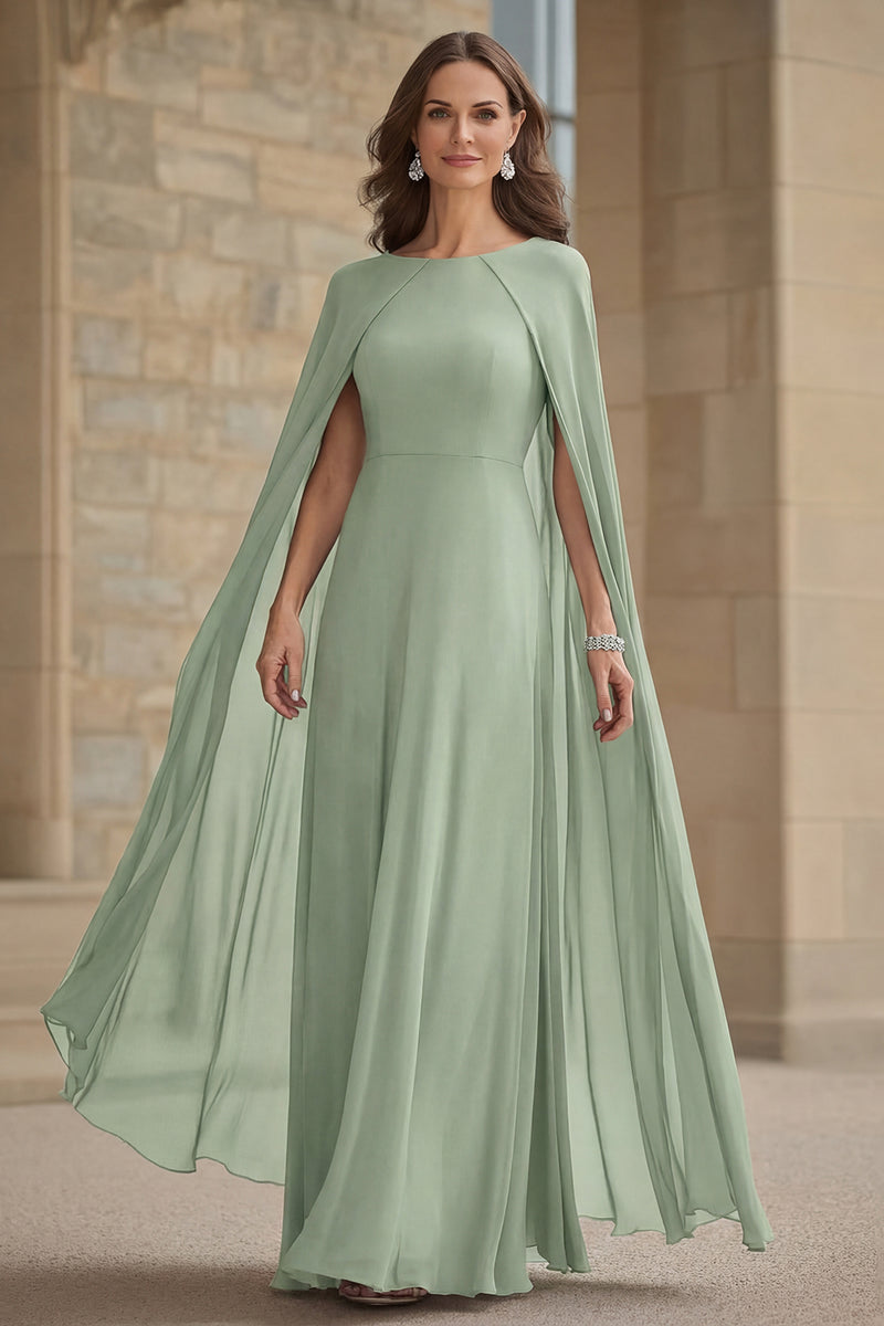 Load image into Gallery viewer, Navy Scoop Neck Chiffon Mother of the Bride Dress with Cape