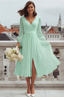 Load image into Gallery viewer, Ivory V-Neck A Line Midi Engagement Dress with Slit