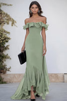 Load image into Gallery viewer, Black Mermaid Chiffon Maxi Formal Dress with Ruffles