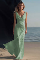 Load image into Gallery viewer, White Sheath V-Neck Chiffon Engagement Dress