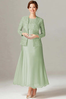 Plus Size Dusty Rose Chiffon Mother of the Bride Dress with Jacket