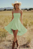 Load image into Gallery viewer, Ivory Satin A Line Mini Boho Western Wedding Dress
