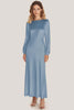 Load image into Gallery viewer, Ivory Scoop Tea-Length Formal Dress with Long Sleeves