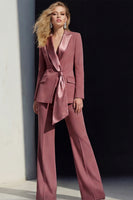 Load image into Gallery viewer, Pink 2 Piece Wide Leg Peak Lapel Business Suits with Sash