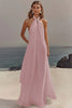 Load image into Gallery viewer, White A Line Halter Chiffon Bridal Shower Dress