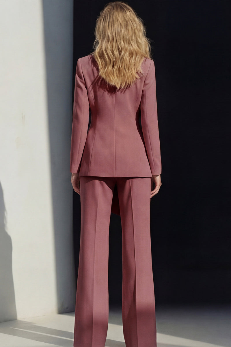 Load image into Gallery viewer, Pink 2 Piece Wide Leg Peak Lapel Business Suits with Sash