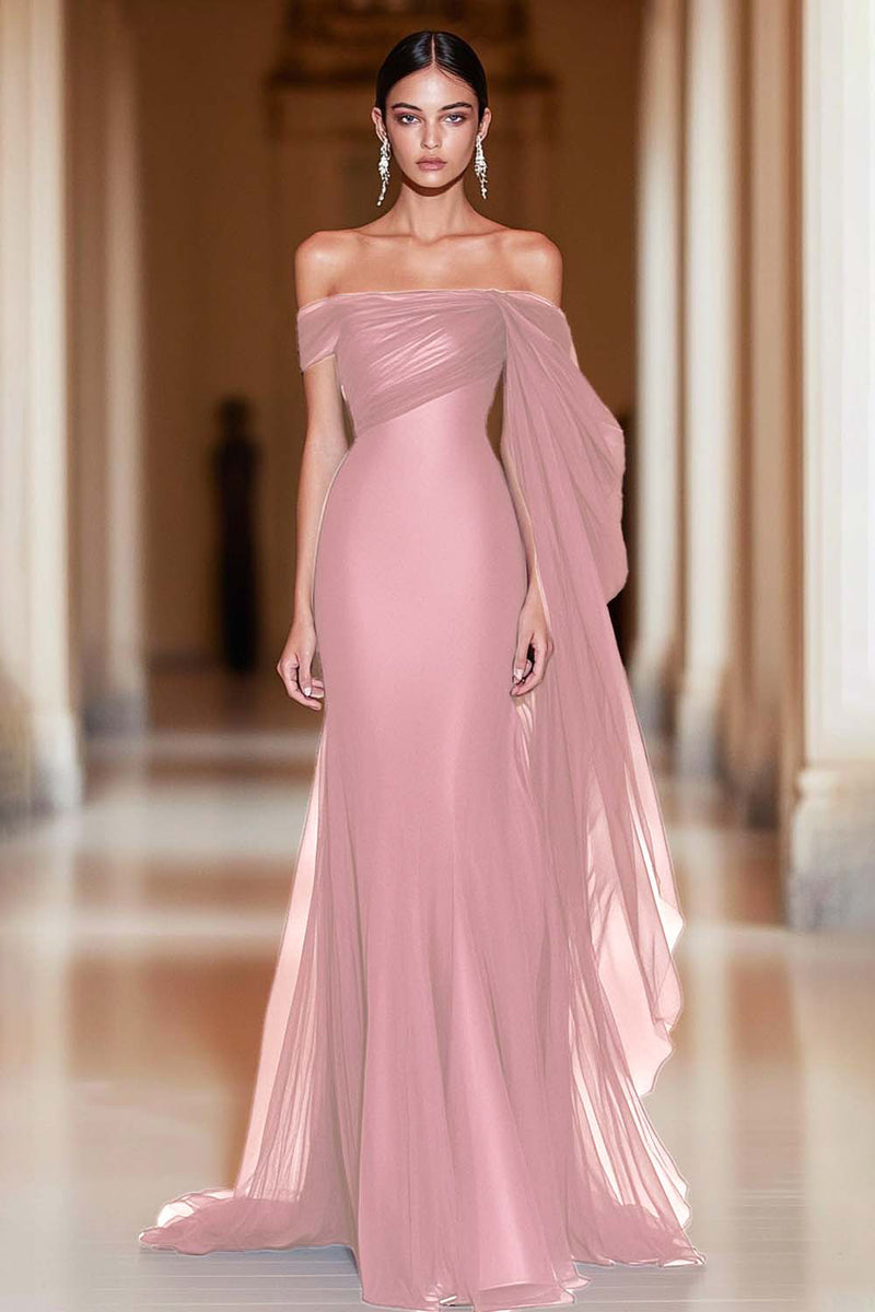 Load image into Gallery viewer, Cabernet Sheath Off the Shoulder Long Formal Dress