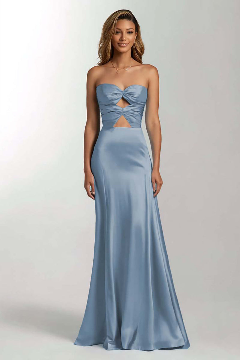 Load image into Gallery viewer, Sky Blue Sweetheart Mermaid Satin Long Formal Dress