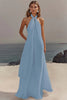 Load image into Gallery viewer, White A Line Halter Chiffon Bridal Shower Dress