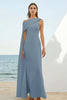 Load image into Gallery viewer, Dusty Rose Sheath Chiffon Long Engagement Dress with Cape