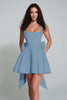 Load image into Gallery viewer, Black Square Neck Satin A Line Short Prom Dress with Bow