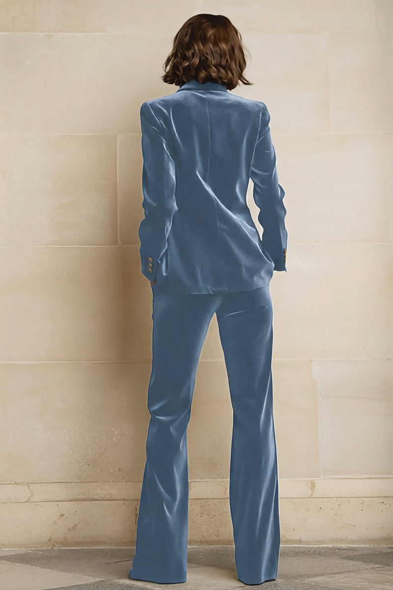 Load image into Gallery viewer, 2 Piece Plum Velvet Peak Lapel Prom Suits with Pockets