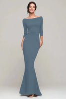 Load image into Gallery viewer, Black Mermaid Boat Neck Maxi Formal Dress with Sleeves